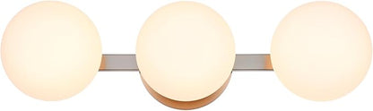 Bathroom Vanity Light Fixtures, Modern 3 Lights Globe Wall Sconce Lighting Brushed Nickel, Porch Wall Mount Light Fixture for Bathroom, Mirror Cabinets Hallway Stairs