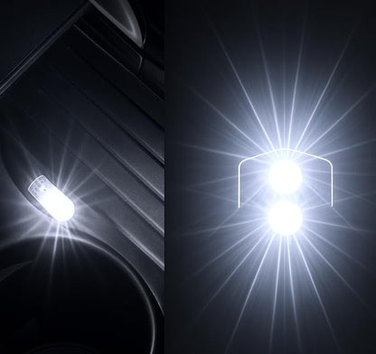 ICBEAMER USB Type-A LED Night Light 2-Pack (White) | Plug-in Universal Fit Automotive Accessory for Car Interior and Trunk Ambient Atmosphere Lighting
