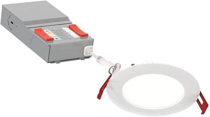 Juno WF4 ALO19 SWW5 90CRI MVOLT MW M6 Canless LED Wafer Downlight, Switchable White 2700K-5000K, Adjustable Lumens, Flat Trim, Matte White, 4-Inch