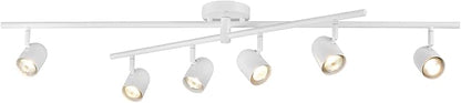 Globe Electric 6-Light Track Lighting, Center-Swivel Track Bar with Adjustable Heads, Matte White 45-Inch Dimmable Fixture for Modern Kitchen & Ceiling Lighting
