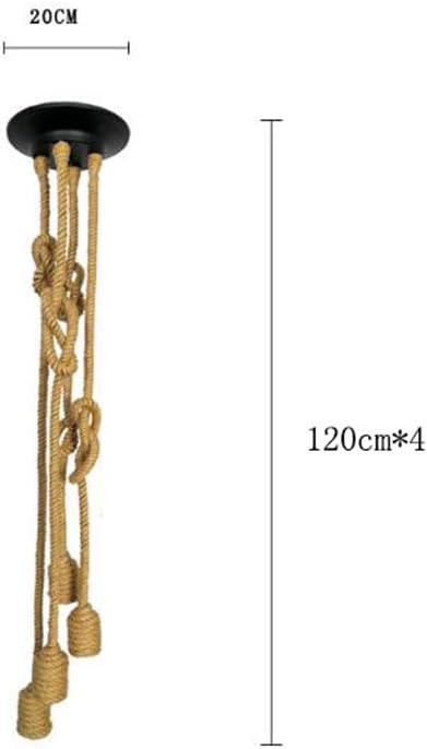 4 Head 2M Vintage Hemp Rope Light E26/E27 Base, Pendant Ceiling Light Lamp,Retro Style for Dining Hall Restaurant Bar Lighting(Bulb not Included)