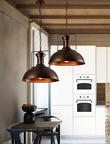 Industrial Dome Pendant Light Fixture, Farmhouse Barn Hanging Ceiling Lighting for Kitchen Island, Dining Room, Rustic Bronze Metal