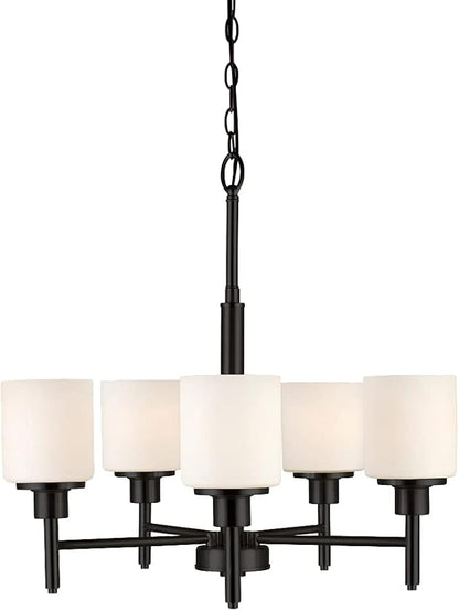 Design House 556639-BLK Aubrey Transitional 5-Light Indoor Chandelier Dimmable Frosted Glass for Entryway Dining Room Foyer, Matte Black