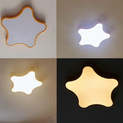 LED Ceiling Light Fixture, Modern Pentagram Recessed Ceiling Lights, 3000K-6000K Dimmable Light, Close to Lighting Flush Mount Living Room Pendant Lamps (Yellow, 12inch)