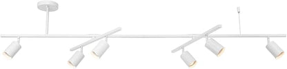 Globe Electric West 64" 6-Light Track Lighting, Matte White, Center Swivel Bars, Bulb Not Included