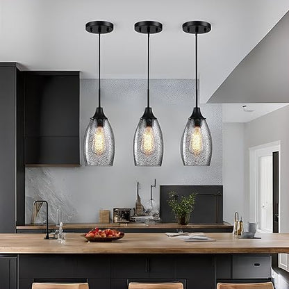 Viinew Black Seeded Glass Pendant Lamp Shade 4.72" Art Glass Chandeliers Cover Mini Oval Light Shade Replacement Shade Only Light Fixtures for Kitchen Island Pendant Light 1-Pack