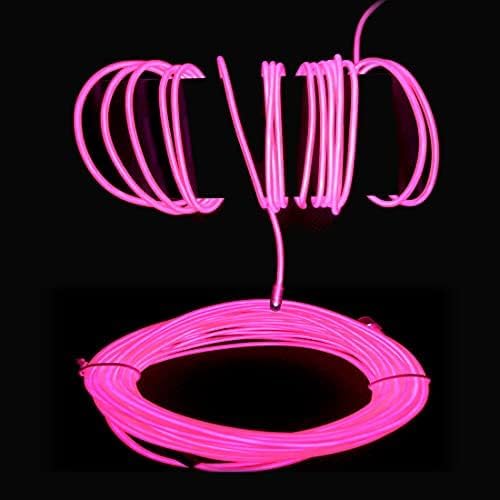 5m Pink neon Wire Flash Electroluminescence, Cutting El Wire,Used for DIY Design, Various Holiday Party Decoration. (Pink, 5m)