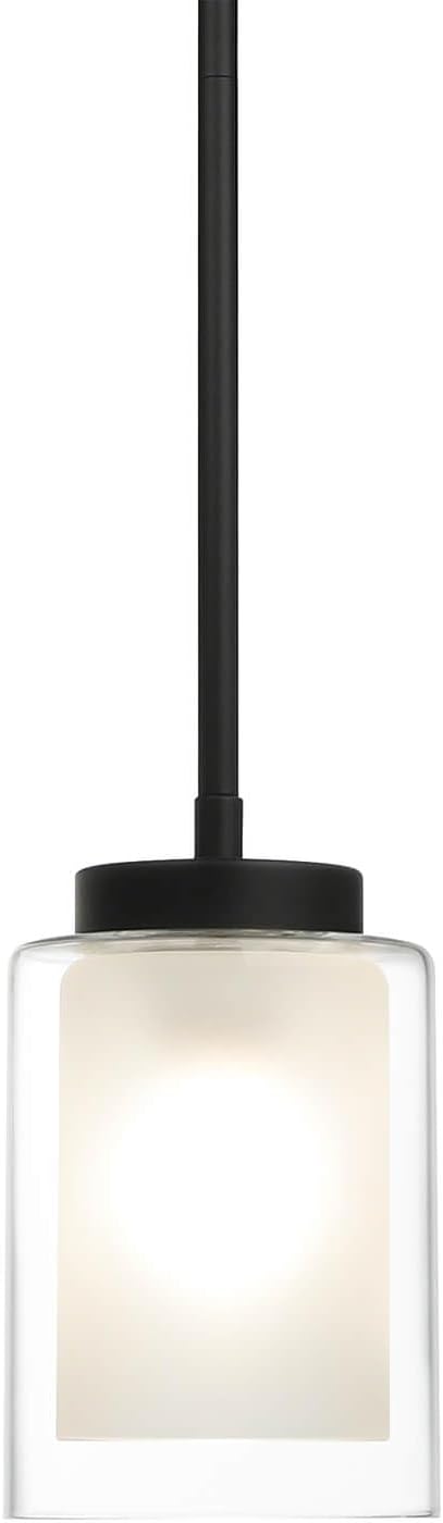 XiNBEi Lighting Black Pendant Light, Modern Adjustable Hanging Pendant Lighting Glass Kitchen Island Lights for Bar Dining Room Kitchen Sink XB-P1195-MB
