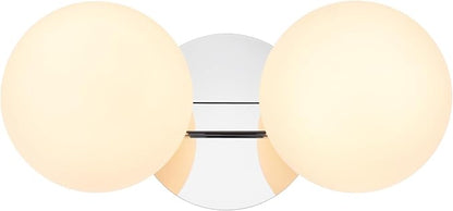 Bathroom Vanity Light Fixtures, Modern 2 Lights Globe Wall Sconce Lighting Chrome, Porch Wall Mount Light Fixture for Bathroom, Mirror Cabinets Hallway Stairs