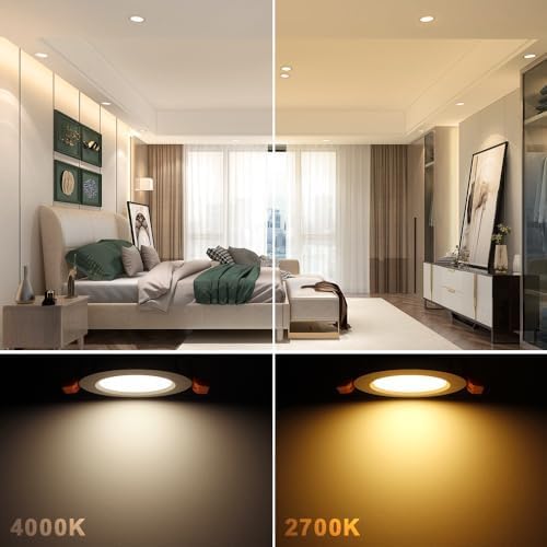 2 Inch LED Downlight, 3W Recessed Lighting Dimmable Ceiling Light Kit, 2700K Ultra Warm White, CRI80 White LED Can Lights with Driver(35W Halogen Equivalent), 10 Pack