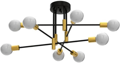Sputnik Chandelier Mid Century Modern Nordic Pendant Lighting 8 Lights Ceiling Light Fixture Black Light for Living Room, Kitchen, Bedroom, Dining Room