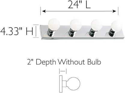 Design House 500892 4-Light Vanity Strip Light Contemporary Dimmable for Bathroom, Bedroom, Makeup Vanity, Polished Chrome