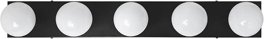 Design House Vanity Lights, 5 Linear Lights, Dimmable, Horizontal or Vertical Use, Uses (5) 60W Bulbs, for Bathroom/Makeup Vanity, Matte Black, 30.0 in. W x 2.0 in. H x 4.3 in. D, 588582-BLK