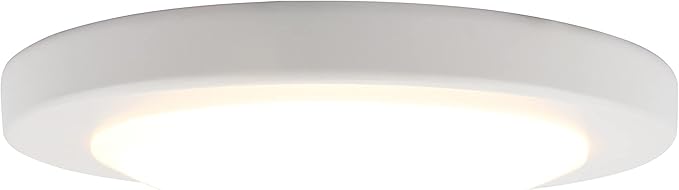 Design House 588160 Paxton Modern Integrated LED Disk Light Indoor/Outdoor Ceiling Flush Mount Dimmable with White Lens Shade for Bathroom Entryway Living Room, White, Satin Nickel