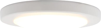 Design House 588160 Paxton Modern Integrated LED Disk Light Indoor/Outdoor Ceiling Flush Mount Dimmable with White Lens Shade for Bathroom Entryway Living Room, White, Satin Nickel