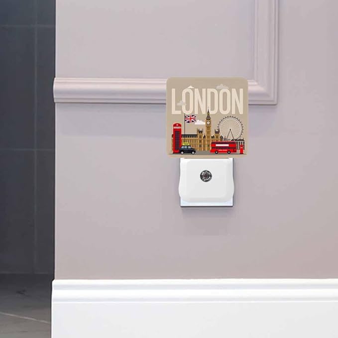 London Night Light Landmark City Bus Station 0.5W Night Lights Auto LED Lamp Energy Saving Square Lights for Room Bedroom Bathroom