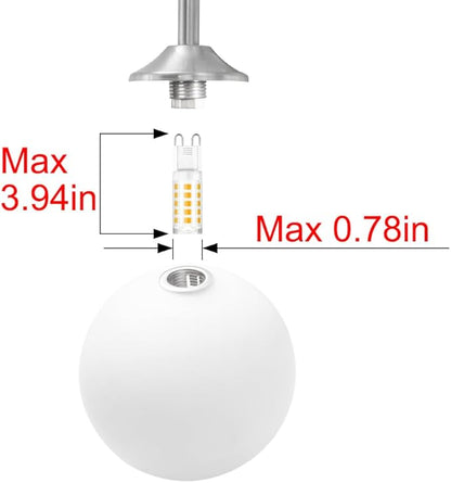 Modern Brushed Nickel Plug in Wall Sconce Set of 2, Wall Light Fixture with Milky White Globe Glass Lampshade, Wall Lamp with Plug in Cord, Art Deco Wall Light for Bedroom Living Room Hallway
