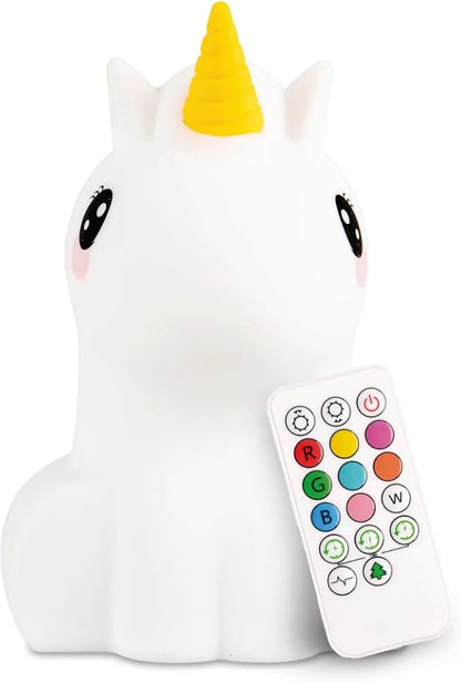 Lumipets Remote Control Silicone Night Light for Kids - Unicorn Design with 9 Soft Colors & Sleep Timer - Rechargeable, Battery-Operated Lamp for Bedroom | Baby Nursery, Toddler, Girls, Boys