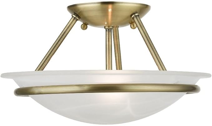 Livex Lighting 4823-01 Newburgh Collection 2 Light Semi-Flush, Antique Brass