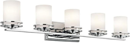 Kichler Hendrik 43" 5 Light Vanity Light with Satin Etched Cased Opal Chrome