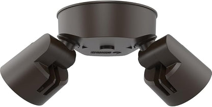 Lithonia Lighting HomeGuard 2-Light LED Outdoor Flood Lights, Wall or Ceiling Mount Outdoor Lights, 4000K Cool White, Round Heads, Dark Bronze, 2-Pack (HGX LED 2RH 40K 120 DDB CP2 M2)
