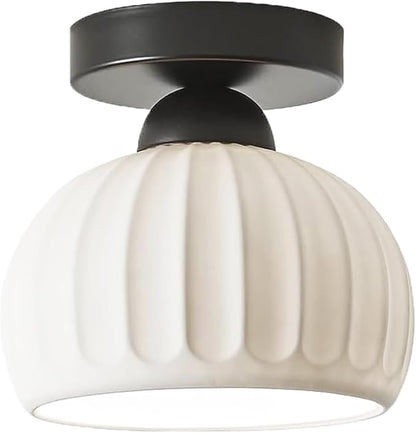 Semi Flush Mount Ceramic Ceiling Light，Easy to Install Hallway Farmhouse Light，Small Ceiling Light for Bedroom，Dining Room，Kitchen，Entryway Porch Foyer，with E26 Base