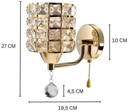 Modern Luxury Gold Crystal Wall Sconces Set of 2, Hardwired Lights Standard E26 Socket Decorative Light Fixture for Bedroom, Living Room, Hallway -Bulbs NOT Included Professional Installation Required