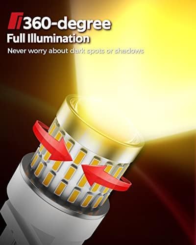 Torchbeam 3157 LED Bulbs for Turn Signal Lights, Yellow Amber 500% Brighter 3156 3056 4057 4157 LED Bulb 57-SMD LED Chipset with Projector Len for Parking Side Marker Brake Blinker Lights, Pack of 2