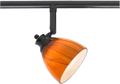 6-Light Fixed Track Lighting Kit Dark Bronze Finished Amber Cloud Glass Shades D168-66-DB-AMC