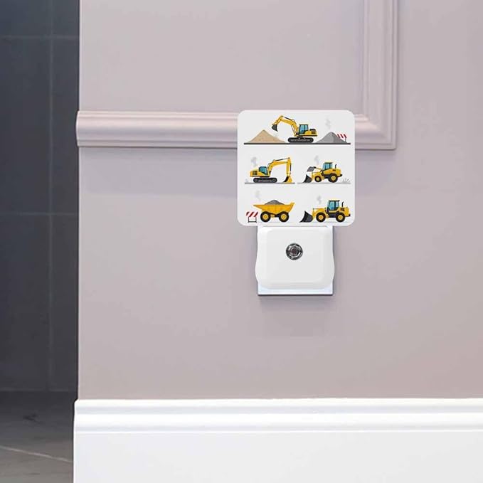Engineering Vehicles LED Night Lights Plug into Wall Different Types on The Ground 0.5W Plug in Night Light, Dusk to Dawn, Bright Nightlight Auto On/Off, for Room Bedroom Bathroom