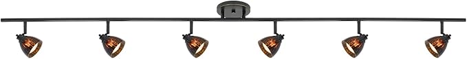 6-Light Fixed Track Lighting Kit Dark Bronze Finished Brown Glass Shades D168-66-DB-BRNS