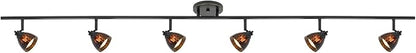 6-Light Fixed Track Lighting Kit Dark Bronze Finished Brown Glass Shades D168-66-DB-BRNS