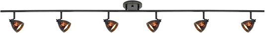 6-Light Fixed Track Lighting Kit Dark Bronze Finished Brown Glass Shades D168-66-DB-BRNS
