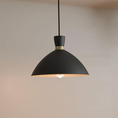 Globe Electric 1-Light Plug-in Pendant Light, Matte Black Shade with Brass Interior, in-Line Switch, Modern Kitchen Island or Living Room Lighting