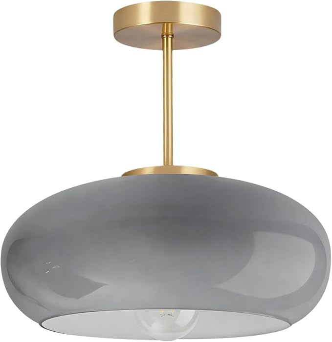 Gray Light Fixture Mid Century Semi Flush Mount Ceiling Light Nursery Close to Ceiling Lights Hallway Gold Semi Flush Mount Lamp Modern Porch Glass Chandeliers Entryway Overhead Light