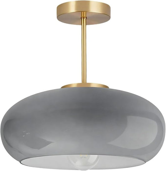Gray Light Fixture Mid Century Semi Flush Mount Ceiling Light Nursery Close to Ceiling Lights Hallway Gold Semi Flush Mount Lamp Modern Porch Glass Chandeliers Entryway Overhead Light