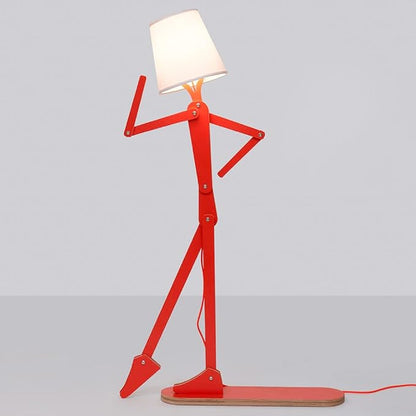 Cool Tall Floor Lamp for Bedroom & Living Room - Unique Corner Decorative Reading Wood Standing Light Creative Swing Arm Design for Farmhouse Dorn Gift Idea - Oran Orange Bulb Included