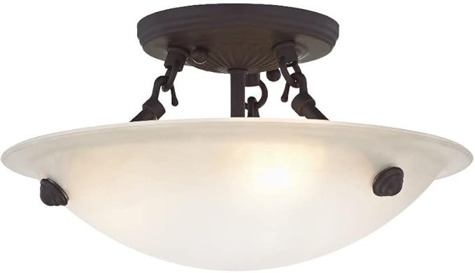 Livex Lighting 5624-07 Home Basics 3 Light Bronze Semi Flush Mount with Honey Alabaster Glass