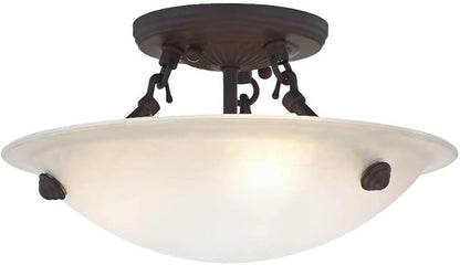 Livex Lighting 5624-07 Home Basics 3 Light Bronze Semi Flush Mount with Honey Alabaster Glass