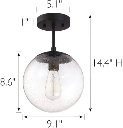 Design House Gracelyn 1-Light Dimmable Semi-Flush Ceiling Light, Clear Seedy Glass, Matte Black, 588517
