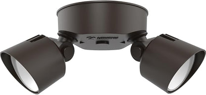Lithonia Lighting HomeGuard 2-Light LED Outdoor Flood Lights, Wall or Ceiling Mount Outdoor Lights, 4000K Cool White, Round Heads, Dark Bronze, 2-Pack (HGX LED 2RH 40K 120 DDB CP2 M2)