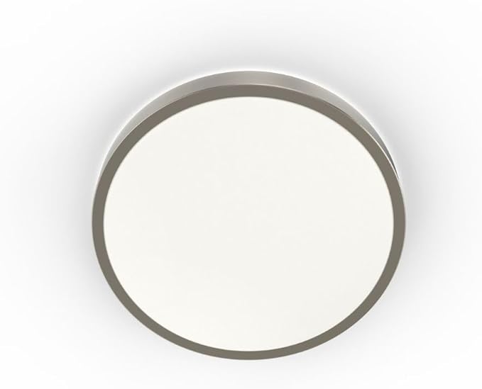 Juno 14 Inch Round LED Flush Mount Ceiling Light, Lacuna Series Low Profile Modern Ceiling Light Fixture, 5-in-1 Switchable White Color Temperature, Dimmable, Brushed Aluminum