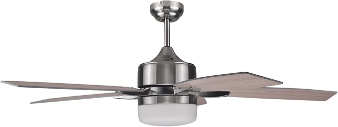 Design House 156621-BN Grayson 52-inch Five Blade Contemporary Indoor Ceiling Fan with LED Light Kit and Remote Control, Brushed Nickel