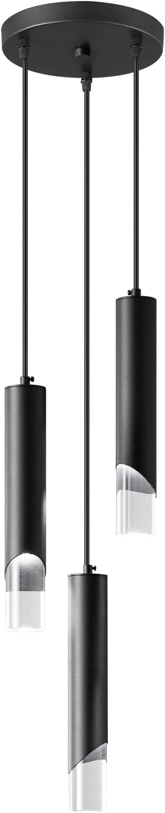 Modern Pendant Light Kitchen Light Fixture Dimmable LED Black Mini Pendant Lights Dinning Room Black Pendant Lighting for Kitchen Island Bedroom (3-Light)