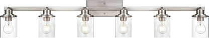 Yaohong 6-Light Track Lighting Kit Brushed Nickel Track Lighting Fixtures, Bathroom Wall Light Ceiling Mount Rotatable Spotlights, Kitchen Ceiling Light Fixtures with Glass Shade for Bathroom Hallway