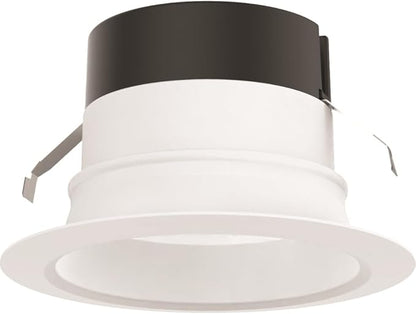 Juno E Series 4" LED Ceiling Light, Smooth Trim Recessed Lighting with 5-in-1 Switchable White Color, 700 Lumens, Wet Rated LED Downlight, Dimmable, White