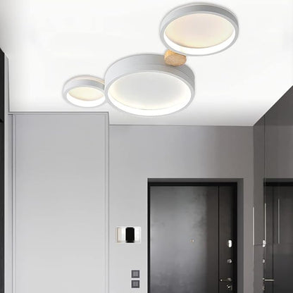 3-Lights LED Ceiling Light Fixture,22 Inch Modern Ceiling Lights Flush Mount Wooden 20W Dimmable Chandelier for Living Room Bedroom Kitchen,3000K/4000K/6000K Temperatures Selectable White