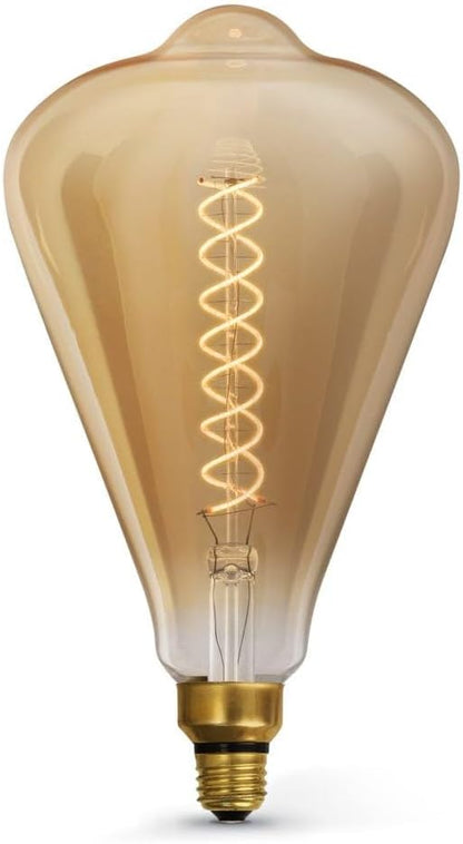 Feit Electric Vintage Exposed Filament Amber Glass LED ST52 with a Medium E26 Base Light Bulb - 60W Equivalent - 10 Year Life - 300 Lumen - 2100K Soft White - Dimmable | Original Vintage