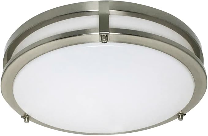 Ripon 14.5 Inch Integrated LED Ceiling Light, Dimmable, Satin Nickel, for Bedroom, Kitchen, Bathroom – Design House, 578641