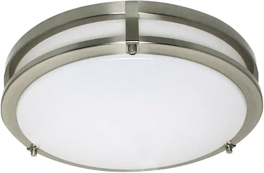 Ripon 14.5 Inch Integrated LED Ceiling Light, Dimmable, Satin Nickel, for Bedroom, Kitchen, Bathroom – Design House, 578641